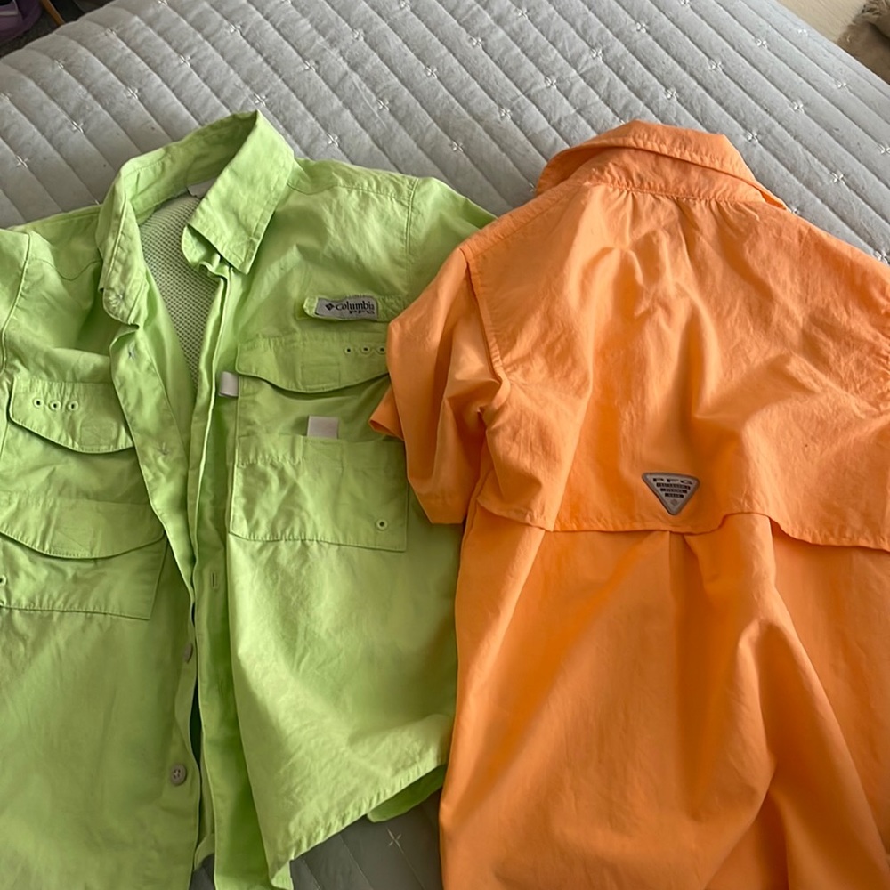 Two boys size Small Columbia PFGs